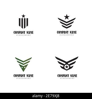 Legen Sie die Symbolart der Vorlage für militärische Wellenlogos fest Stock Vektor