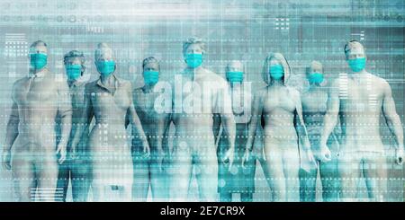 Menschen, die Gesichtsmasken tragen, um sich gegen Covid-19 zu schützen Stockfoto
