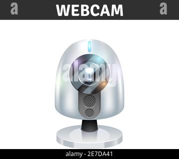 Weiße Webcam Vorderansicht für Computer und Laptops realistische Vektor Abbildung Stock Vektor