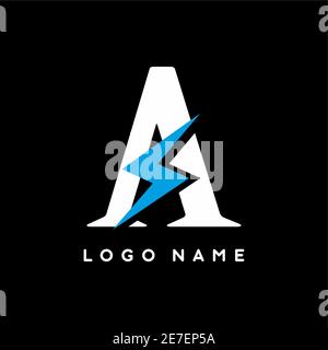 Buchstabe A mit elektrischer Zeichen Logo Vorlage für Business Branding Stock Vektor