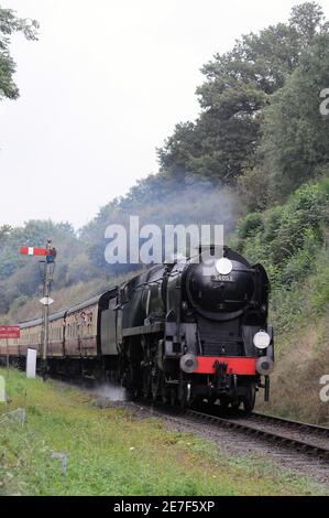 'Sir Keith Park' nähert sich Bewdley mit einem Service von Bridgnorth - Kidderminster Town. Stockfoto