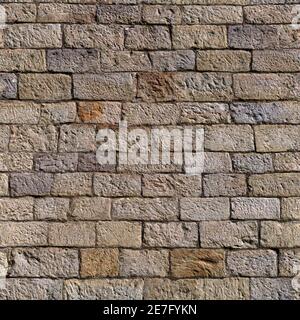 Nahtlos kachelbare Steinwand-Struktur (4096x4096). 3D-Material Stockfoto