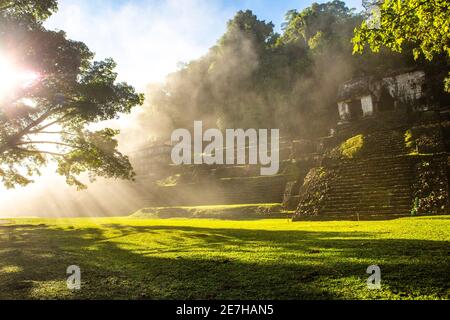 Das Grab von Red Quenn in Palenque, Ancint Mayan City in Mexiko. Stockfoto