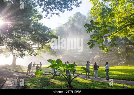 Das Grab von Red Quenn in Palenque, Ancint Mayan City in Mexiko. Stockfoto