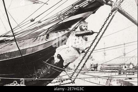 Vintage 19. Jahrhundert Foto: Galionsfigur, HMS Black Prince, Warrior Class Schlachtschiff, gestartet 1861 Stockfoto