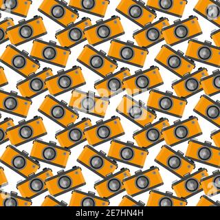 Nahtlos wiederholendes Retro-Kamera-Vektormuster Stock Vektor