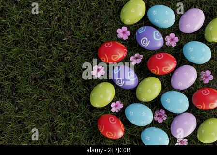 Einfache Bunte Schokolade Osterei Szene. 3D-Illustration Stockfoto