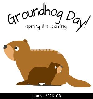 Illustration Groundhog Tag Karten Design Stockfoto