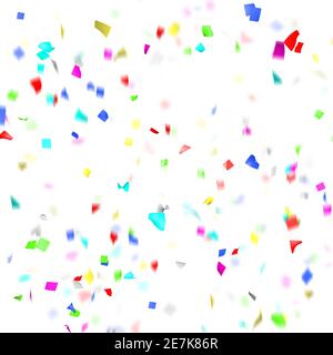 Festliche mehrfarbige Papierkonfetti. 3D-Rendering. Isolierter weißer Hintergrund Stockfoto