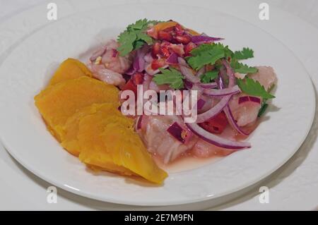 Ein Gericht aus Ceviche, südamerikanische Spezialität Stockfoto