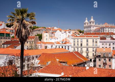 Rote Ziegeldächer in Lissabon, Portugal Stockfoto