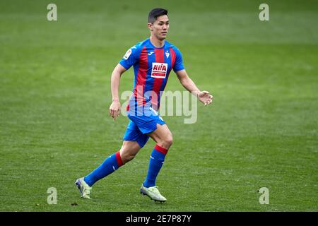 Eibar, Spanien. Januar 2021, 30. Yoshinori Muto von SD Eibar in Aktion während des La Liga-Spiels zwischen SD Eibar und Sevilla FC im Ipurua Stadion gespielt. Kredit: Ion Alcoba/Capturasport/Alamy Live Nachrichten Stockfoto