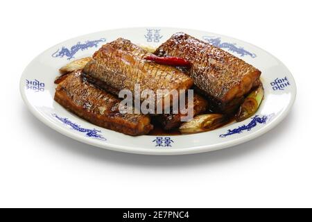 Geschmorter Hairtail-Fisch in Sojasauce, chinesische Küche Stockfoto