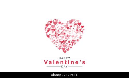 Valentinstag Hintergrund mit Herz-Muster und Typografie Happy Valentines Day Text auf weißem Hintergrund. Vektorgrafik. Romantisches Zitat Stock Vektor