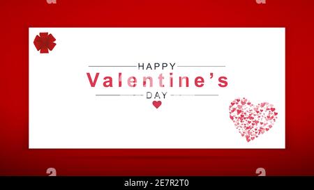 Valentinstag Hintergrund mit Herz-Muster und Typografie Happy Valentines Day Text auf weißem Hintergrund. Vektorgrafik. Romantisches Zitat Stock Vektor
