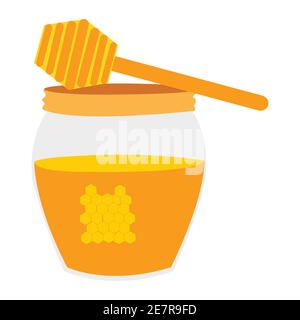 Eine Vektordarstellung von Honigglas und Stick auf weiß Stock Vektor