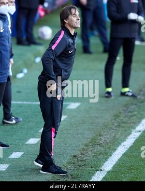 Eibar, Spanien. Januar 2021, 30. Julen Lopetegui vom FC Sevilla reagiert während des La Liga-Spiels zwischen SD Eibar und dem FC Sevilla im Stadion Ipurua. Kredit: Ion Alcoba/Capturasport/Alamy Live Nachrichten Stockfoto