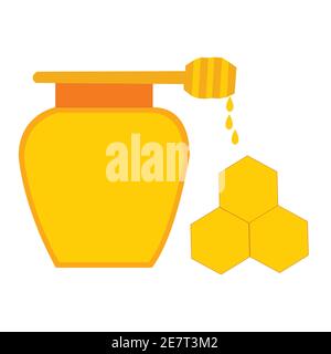 Flache Vektor-Illustration von Honigglas mit Wabe Stock Vektor
