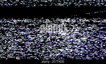 TV Static Noise Glitch-Effekt – Originalfoto von einem Vintage-Fernseher Stockfoto
