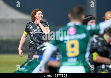 Treviso, Italien. Januar 2021. Ben Healy (Munster) reagiert während Benetton Treviso gegen Munster Rugby, Rugby Guinness Pro 14 Spiel in Treviso, Italien, Januar 30 2021 Kredit: Unabhängige Fotoagentur/Alamy Live Nachrichten Stockfoto