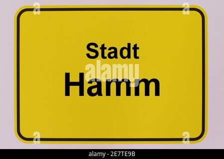 Illustration eines Stadteingangsschildes der Stadt Hamm Stockfoto