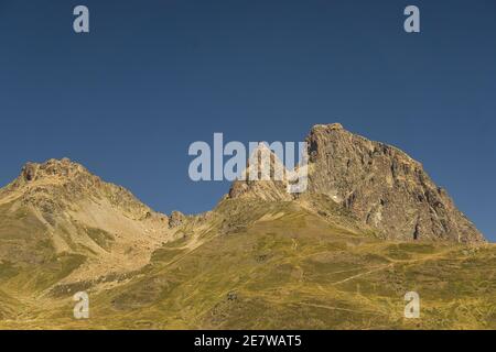 Col du Portalet. Befindet sich in Huesca. Grenze zwischen Spanien und Frankreich. Panorama. Ansicht Querformat Stockfoto