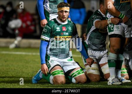 Treviso, Italien. Januar 2021. Treviso, Italien, Monigo Stadion, 30. Januar 2021, Giovanni Pettinelli (Benetton Treviso) während Benetton Treviso vs Munster Rugby - Rugby Guinness Pro 14 Match Credit: Ettore Griffoni/LPS/ZUMA Wire/Alamy Live News Stockfoto