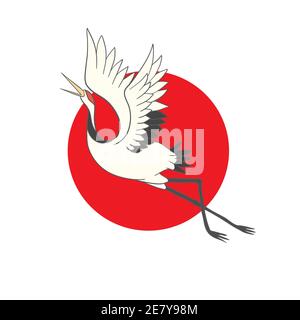 Kranich Vogel Abbildung auf weißem Hintergrund Stock Vektor