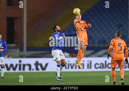 Genua, Italien. Januar 2021. ANTONIO CANDREVA (Sampdoria), Federico Chiesa (Juventus) während UC Sampdoria vs Juventus FC, Italienische Fußballserie A Spiel in Genua, Italien, Januar 30 2021 Kredit: Unabhängige Fotoagentur/Alamy Live Nachrichten Stockfoto