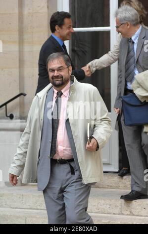 Der Gewerkschaftsführer der CFDT, Francois Chereque, wird nach einem Treffen mit dem designierten französischen Präsidenten Nicolas Sarkozy am 14. Mai 2007 in Paris gesehen. Foto von Jacques Witt/Pool/ABACAPRESS.COM Stockfoto