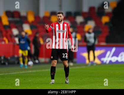 Brentford Community Stadium, London, Großbritannien. Januar 2021. English Football League Championship Football, Brentford FC versus Wycombe Wanderers; Henrik Dalsgaard of Brentford Credit: Action Plus Sports/Alamy Live News Stockfoto