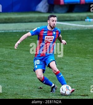 Edu Exposito von SD Eibar während der spanischen Meisterschaft La Liga Fußballspiel zwischen SD Eibar SAD und Sevilla FC am 30. Januar 2021 im Ipurua Stadion in Eibar, Spanien - Foto Inigo Larreina / Spanien DPPI / DPPI / LiveMedia Stockfoto