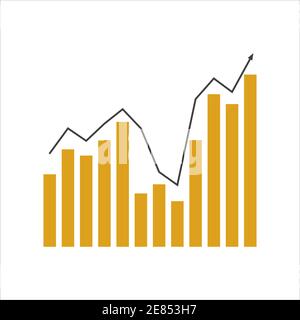 vektorbild eines Graphen mit aufsteigendem Pfeil Ein weißer Hintergrund Stock Vektor