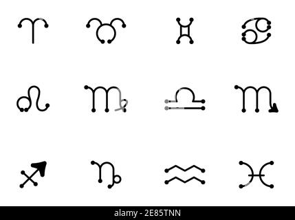Vektor-Set von astrologischen Zeichen des Tierkreises. Mystische Symbole. Stock Vektor
