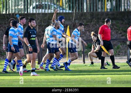 Rom, Italien. Januar 2021. Im Spiel SS Lazio Rugby 1927 und Argos Petrarca Padova. (Foto: Carlo Cappuccitti/Pacific Press) Quelle: Pacific Press Media Production Corp./Alamy Live News Stockfoto