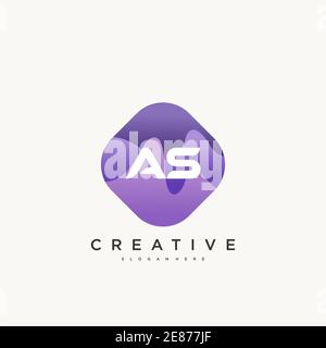 ALS Initial Letter Logo Icon Designvorlage Elemente mit Welle Farbenfrohe Kunst Stock Vektor