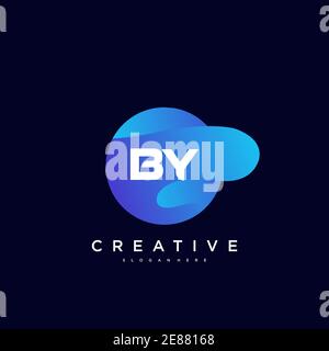DURCH Initial Letter Logo Icon Design Vorlage Elemente mit Welle Farbenfrohe Kunst Stock Vektor