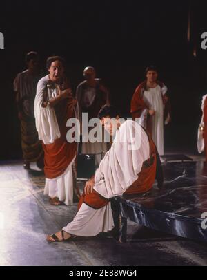 REPRESENTACION DE CALIGULA EN EL TEATRO ROMANO DE MERIDA - 1989. Autor: TAMAYO JOSE. ORT: TEATRO ROMANO-REPRESENTACION. MERIDA. Badajoz. SPANIEN. Stockfoto