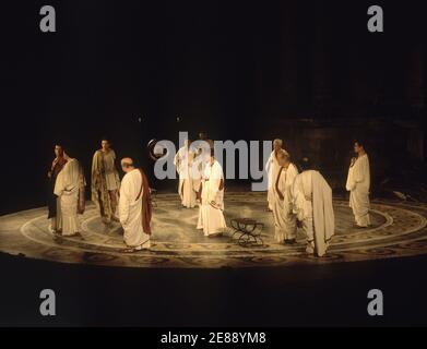 REPRESENTACION DE CALIGULA EN EL TEATRO ROMANO DE MERIDA - 1989. Autor: TAMAYO JOSE. ORT: TEATRO ROMANO-REPRESENTACION. MERIDA. Badajoz. SPANIEN. Stockfoto