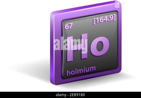 Holmium-chemisches Element. Chemisches Symbol mit Ordnungszahl und atomarer Masse. Abbildung Stock Vektor