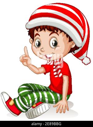 Niedlichen Jungen tragen Weihnachtskostüme Cartoon Figur Illustration Stock Vektor