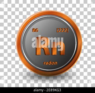 Radon chemisches Element. Chemisches Symbol mit Ordnungszahl und atomarer Masse. Abbildung Stock Vektor