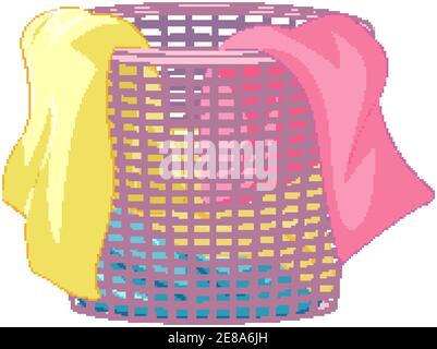 Wäschekorb mit Kleidung auf weißem Hintergrund Illustration Stock Vektor