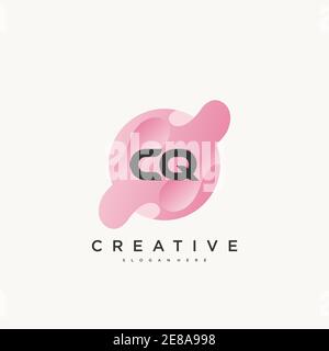 CQ Initial Letter Logo Symbol Design Vorlage Elemente mit Welle Farbenfrohe Kunst Stock Vektor