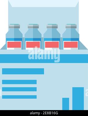 Covid19 Virus Impfstoffe Fläschchen Verpackung Box Vektor Illustration Design Stock Vektor