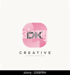 DK Initial Letter Logo Icon Designvorlage Elemente mit Welle Farbenfrohe Kunst Stock Vektor