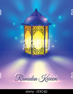 Ramadan farbige Poster mit Titel Ramadan kareen enthalten Lampe in Vektordarstellung im Vordergrund und abstrakten Hintergrund Stock Vektor