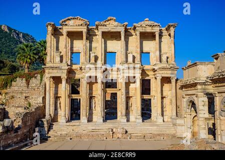 Bibliothek von Celsus, ein altes römisches Gebäude in Ephesus Archäologische Stätte, Türkei Stockfoto