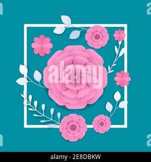 Womens Day 8 märz Feiertagsfeier Banner Flyer oder Gruß Karte mit dekorativem Papier Blumen 3d Rendering Vektor Illustration Stock Vektor