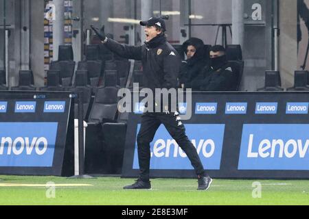 Der Cheftrainer Filippo Inzaghi von Benevento Calcio während der italienischen Meisterschaft Serie A Fußballspiel zwischen FC Internazionale und Benevento Calcio am 30. Januar 2021 im Giuseppe Meazza Stadion in Mailand, Italien - Foto Morgese-Rossini / DPPI / LiveMedia Stockfoto